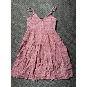 Angie Smocked Spaghetti Strap, Red Floral Print, Mini Dress Womens Small, New